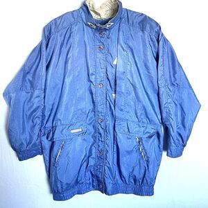 Vintage 80s Be In The Current Seen Womens M Blue Windbreaker Jacket Pockets